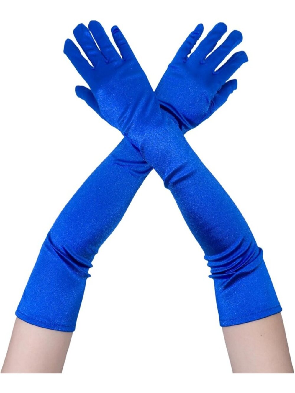 Women Royal Blue Elbow Length 1920s Costume Halloween Long Opera Satin Gloves
